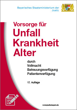 Titelseite der Broschüre „Vorsorge für Unfall, Krankheit, Alter“