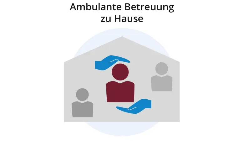 Infografik: Ein schwerstkranker Mensch wird zu Hause betreut. 